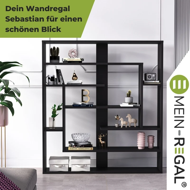 Mein-Regal Wandregal SEBASTIAN aus Holz MDF, bis zu 9 Fächer