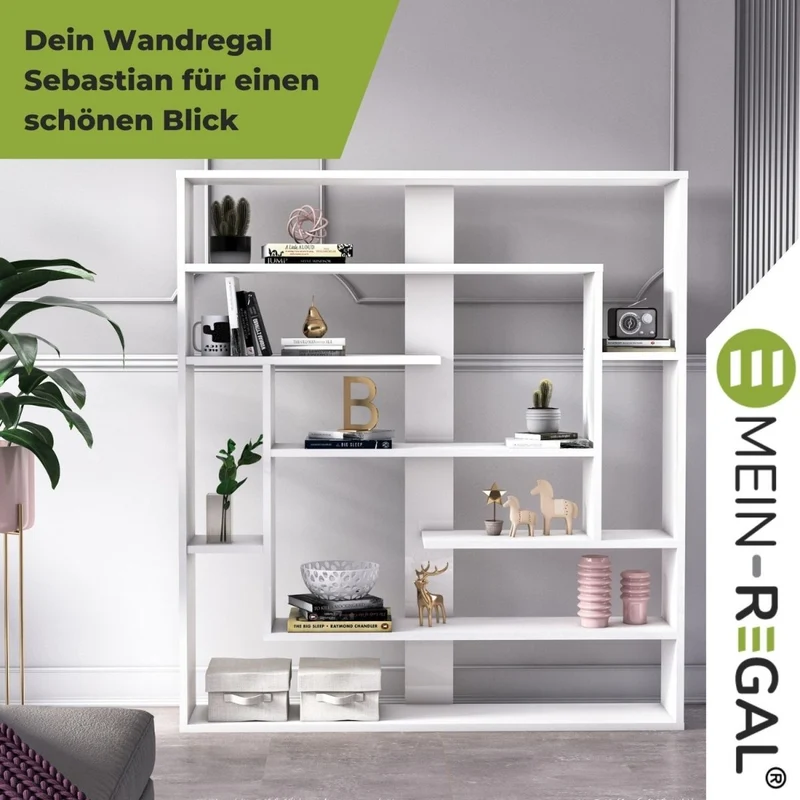 Mein-Regal Wandregal SEBASTIAN aus Holz MDF, bis zu 9 Fächer