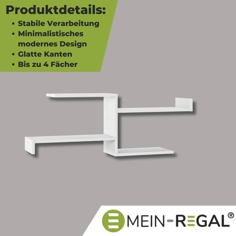 Mein-Regal Wandregal DEROSSO aus Holz MDF, bis zu 4 Fächer