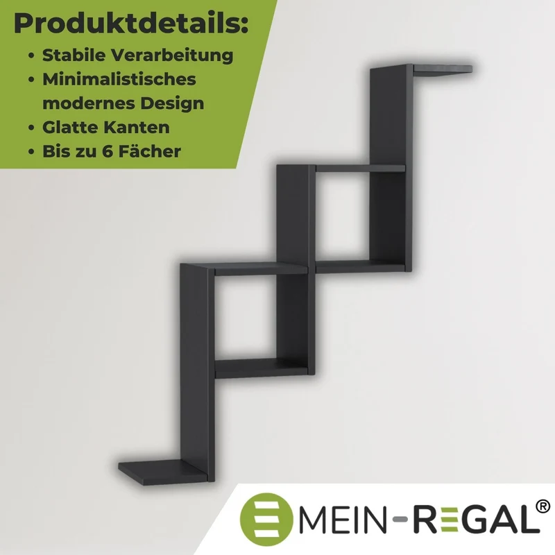 Mein-Regal Wandregal CAROTI aus Holz MDF, bis zu 6 Fächer