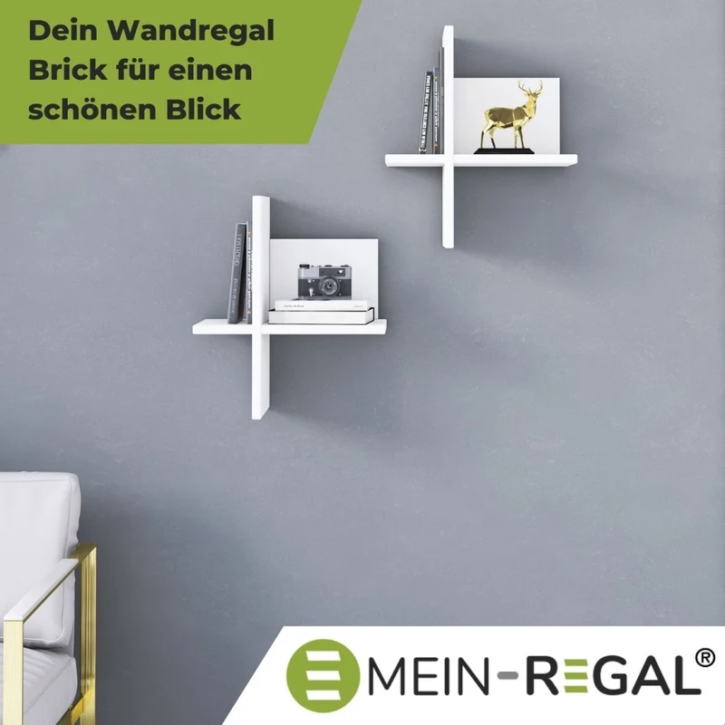 Mein-Regal 2x Wandregal BRICK aus Holz MDF, bis zu 4 Fächer
