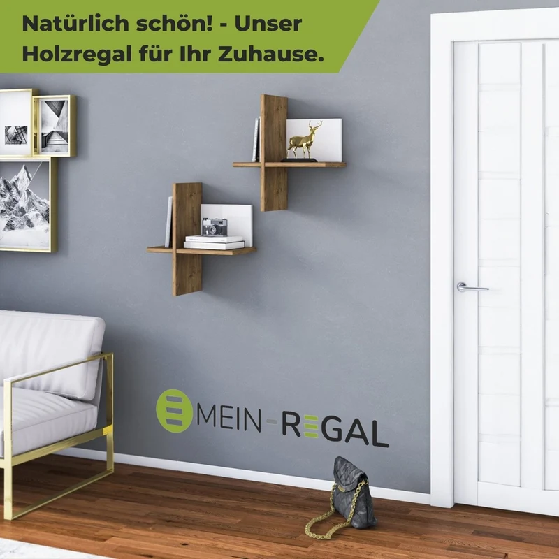 Mein-Regal 2x Wandregal BRICK aus Holz MDF, bis zu 4 Fächer