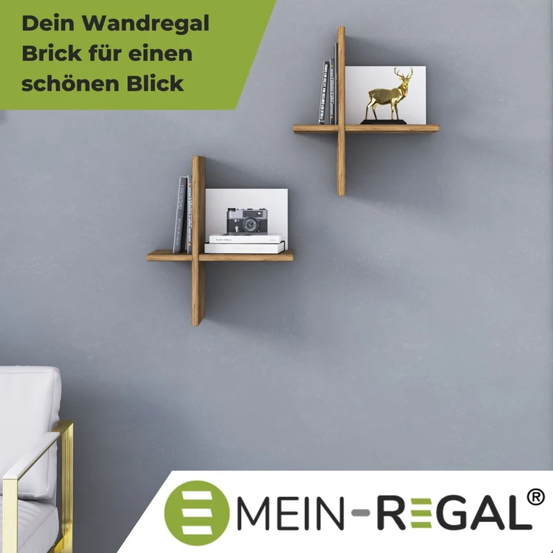 Mein-Regal 2x Wandregal BRICK aus Holz MDF, bis zu 4 Fächer