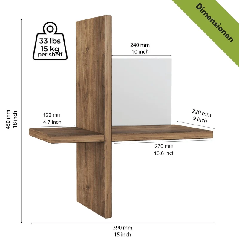 Mein-Regal 2x Wandregal BRICK aus Holz MDF, bis zu 4 Fächer