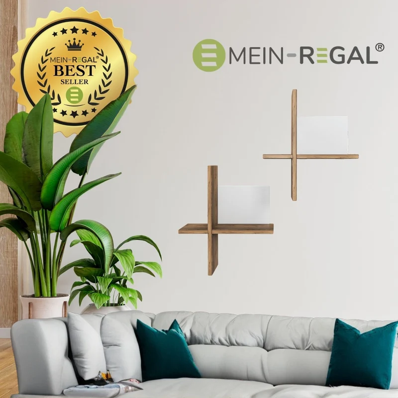 Mein-Regal 2x Wandregal BRICK aus Holz MDF, bis zu 4 Fächer