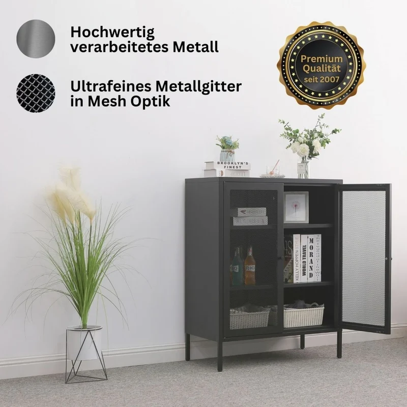 Mein-Regal Highboard Mesh aus Metall mit Meshtüren