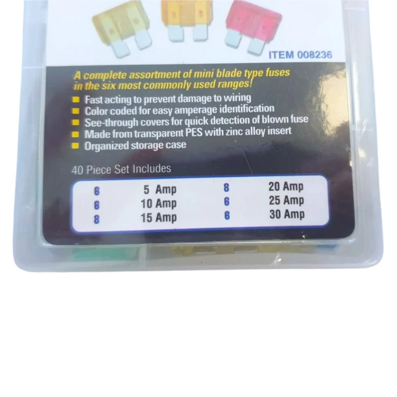Benson Stecksicherungen Set 40-teilig – KFZ Flachsicherungen Mini Auto Sicherungen 5A–30A mit Box