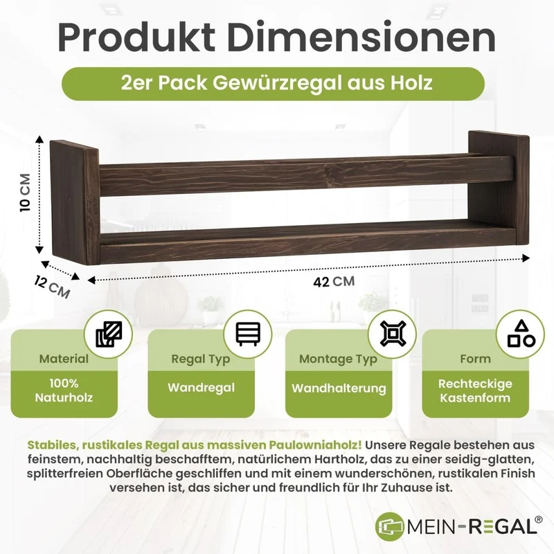 Mein-Regal Wandregal Alma Rustikal Set 2 Stk. aus Holz