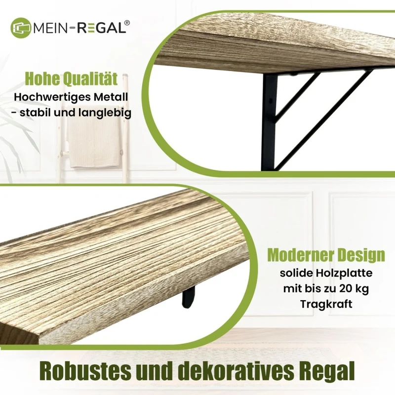 Mein-Regal Wandregal Sam Set 3 Stk. aus Holz, 3 verschiedene Größen