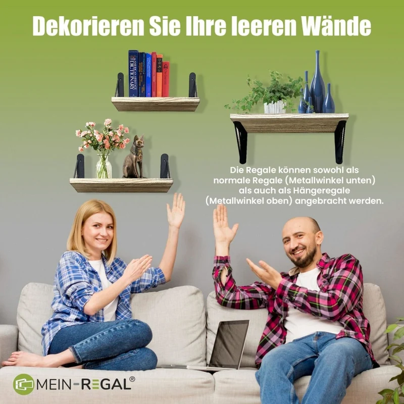 Mein-Regal Wandregal Sam Set 3 Stk. aus Holz, 3 verschiedene Größen