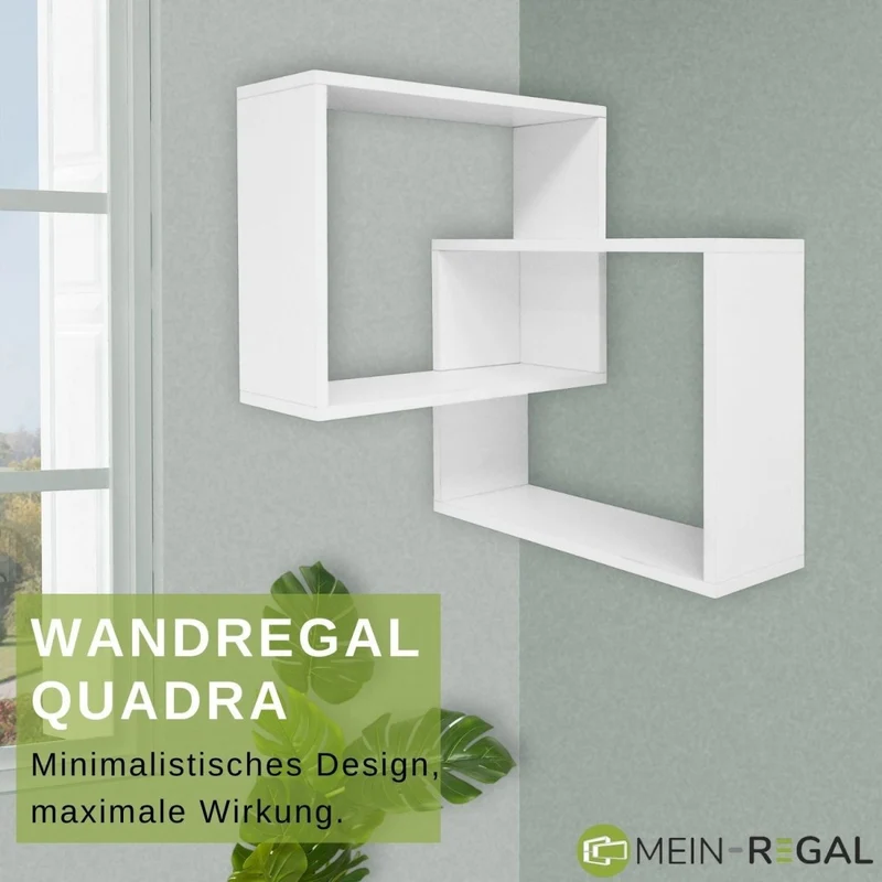 Mein-Regal Wandregal Quadra Eckregal aus Holz MDF, Wandeckregal
