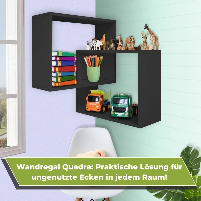 Mein-Regal Wandregal Quadra Eckregal aus Holz MDF, Wandeckregal