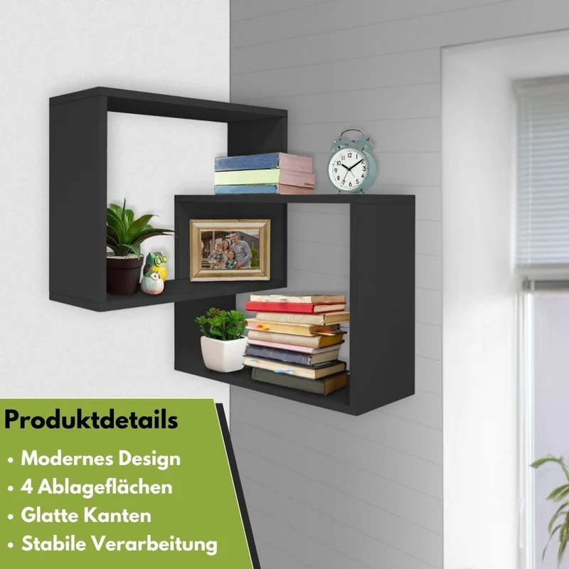 Mein-Regal Wandregal Quadra Eckregal aus Holz MDF, Wandeckregal