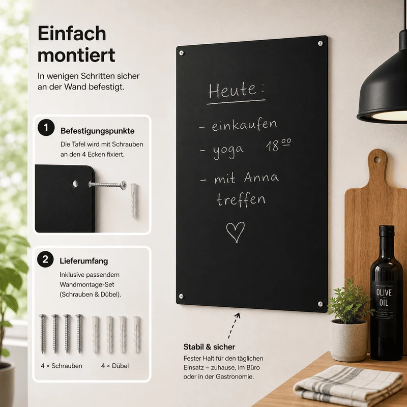 Wandkreidetafel Magnetisch ohne Rahmen, 50x100cm