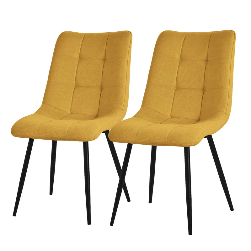 Esszimmerstuhl Küchenstuhl 2er Set mit Polyesterbezug und Stahlbeinen ML-Design