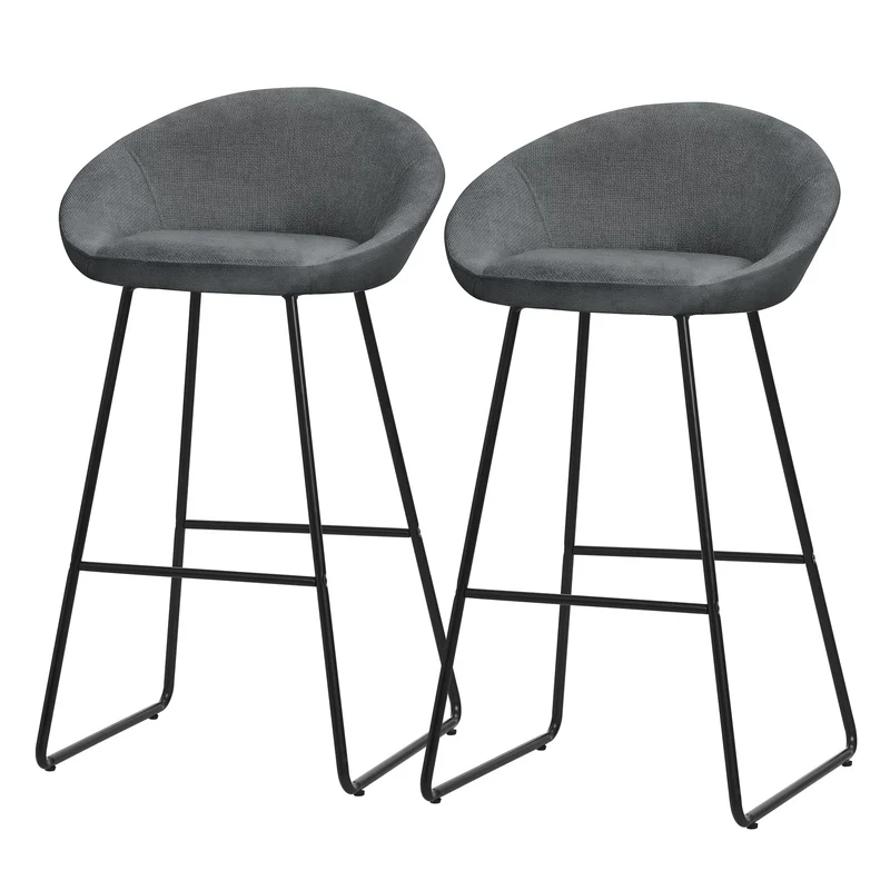 ML-Design | Barhocker Set mit Rückenlehne und Fußstütze, 56x94x50 cm, Tresenhocker Küchenhocker Bistrohocker