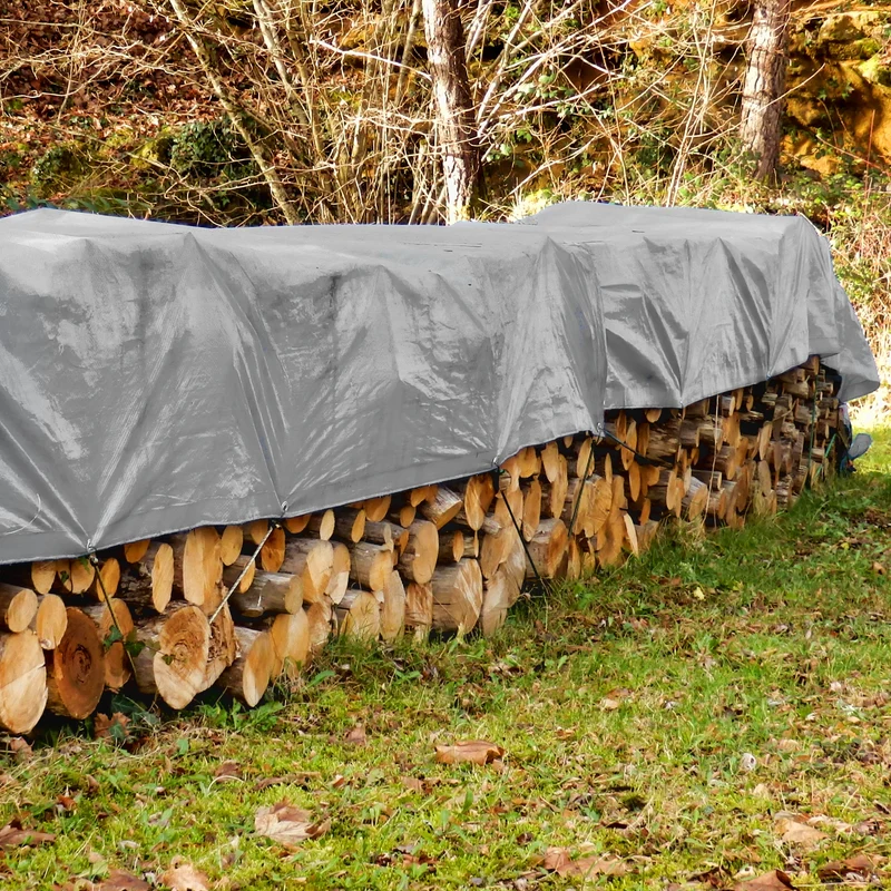 Abdeckplane Gewebeplane mit Ösen 1,5x12 m 260g/m² in Grau aus PE