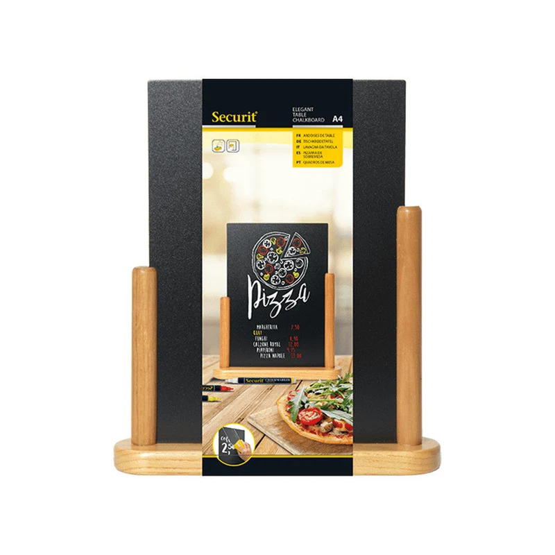 Securit® Tischkreidetafel mit Holzrahmen, Hellbraun, DIN A4