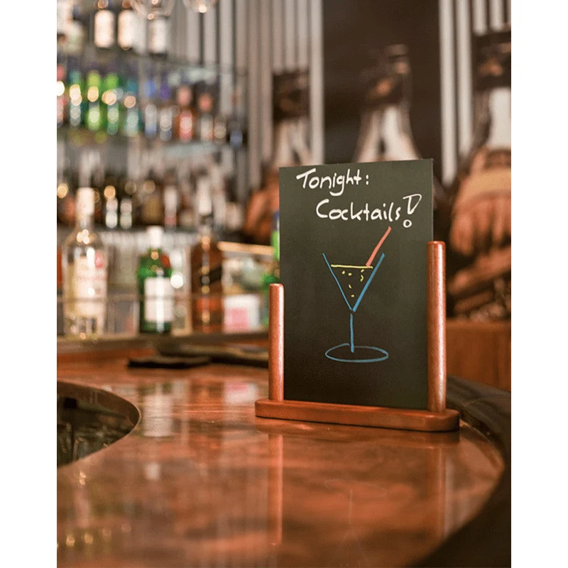 Securit® Tischkreidetafel mit Holzrahmen, Mahagoni, DIN A5