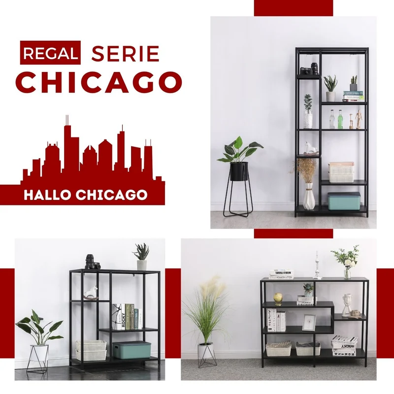 Coemo Regal Chicago M Raumteiler aus Metall mit 5 Ablageflächen