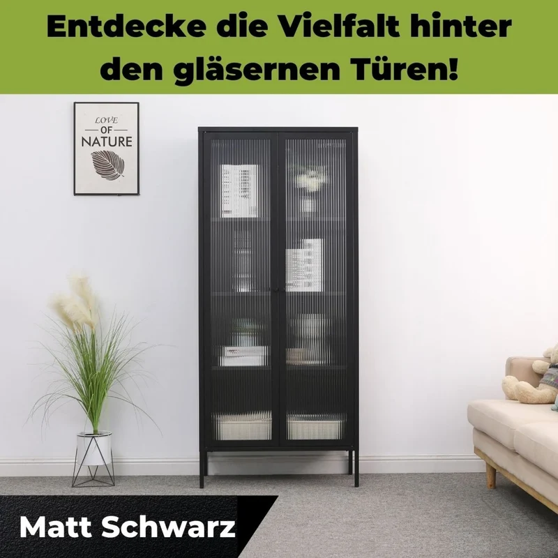 Mein-Regal Vitrine Glasgow aus Metall mit Glastüren