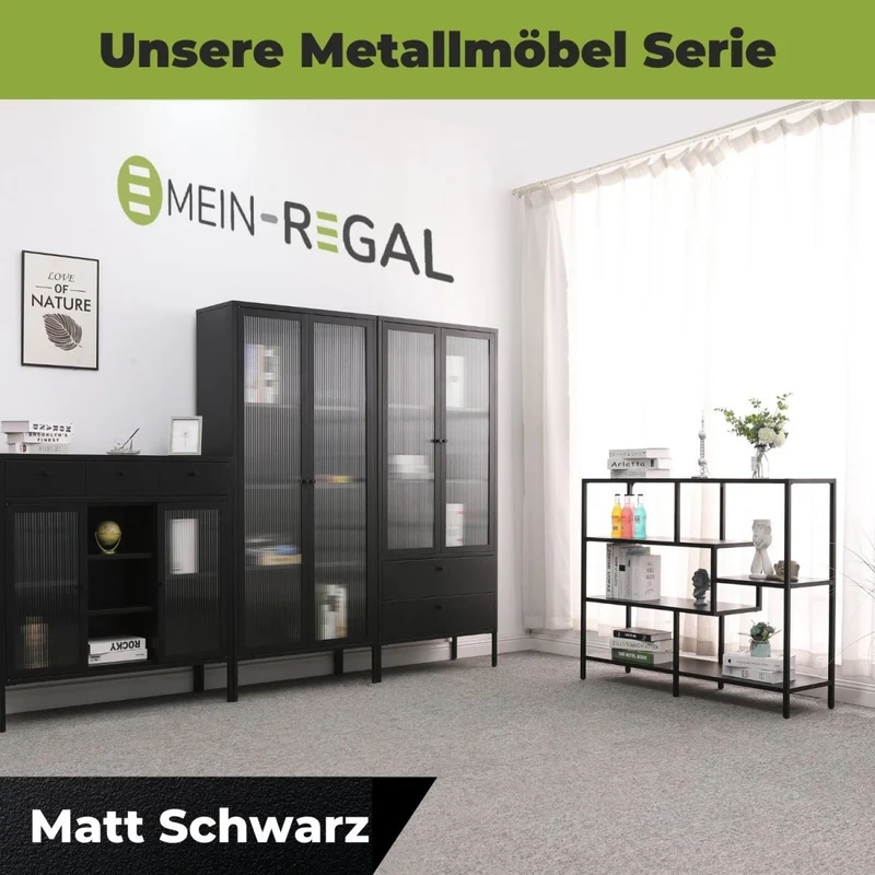 Mein-Regal Vitrine Glasgow aus Metall mit Glastüren