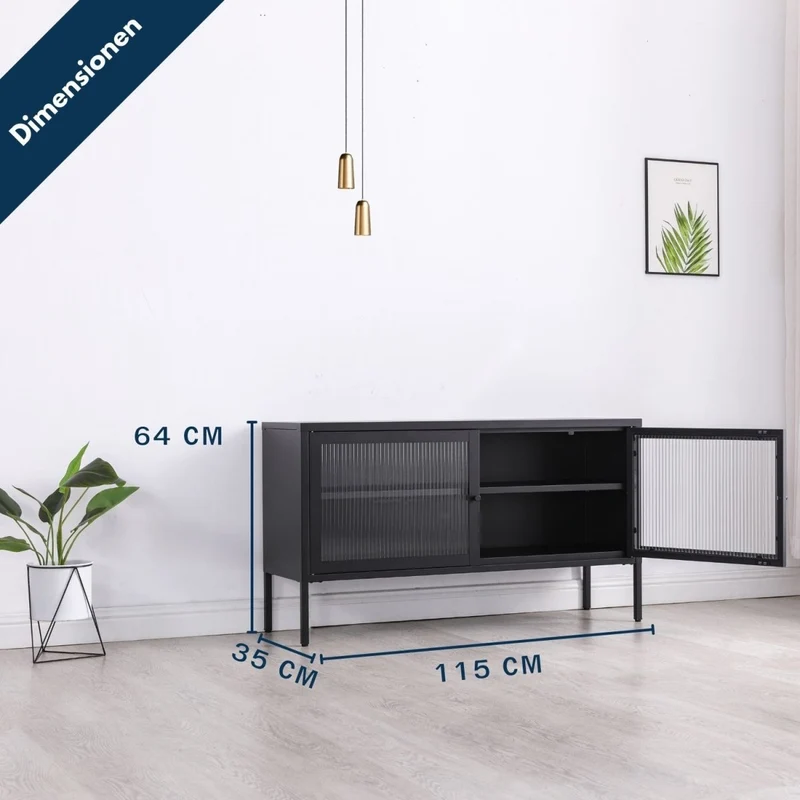 Coemo Sideboard Tokio aus Metall mit Glastüren