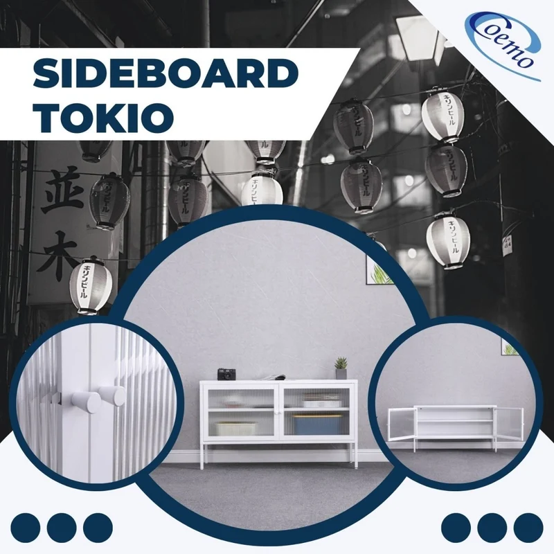 Coemo Sideboard Tokio aus Metall mit Glastüren