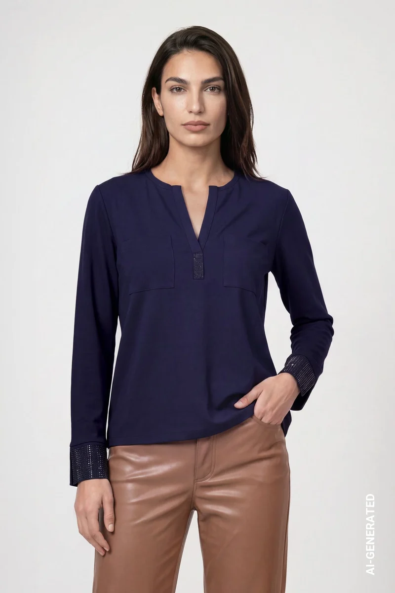 Shirtbluse mit Strasssteinen