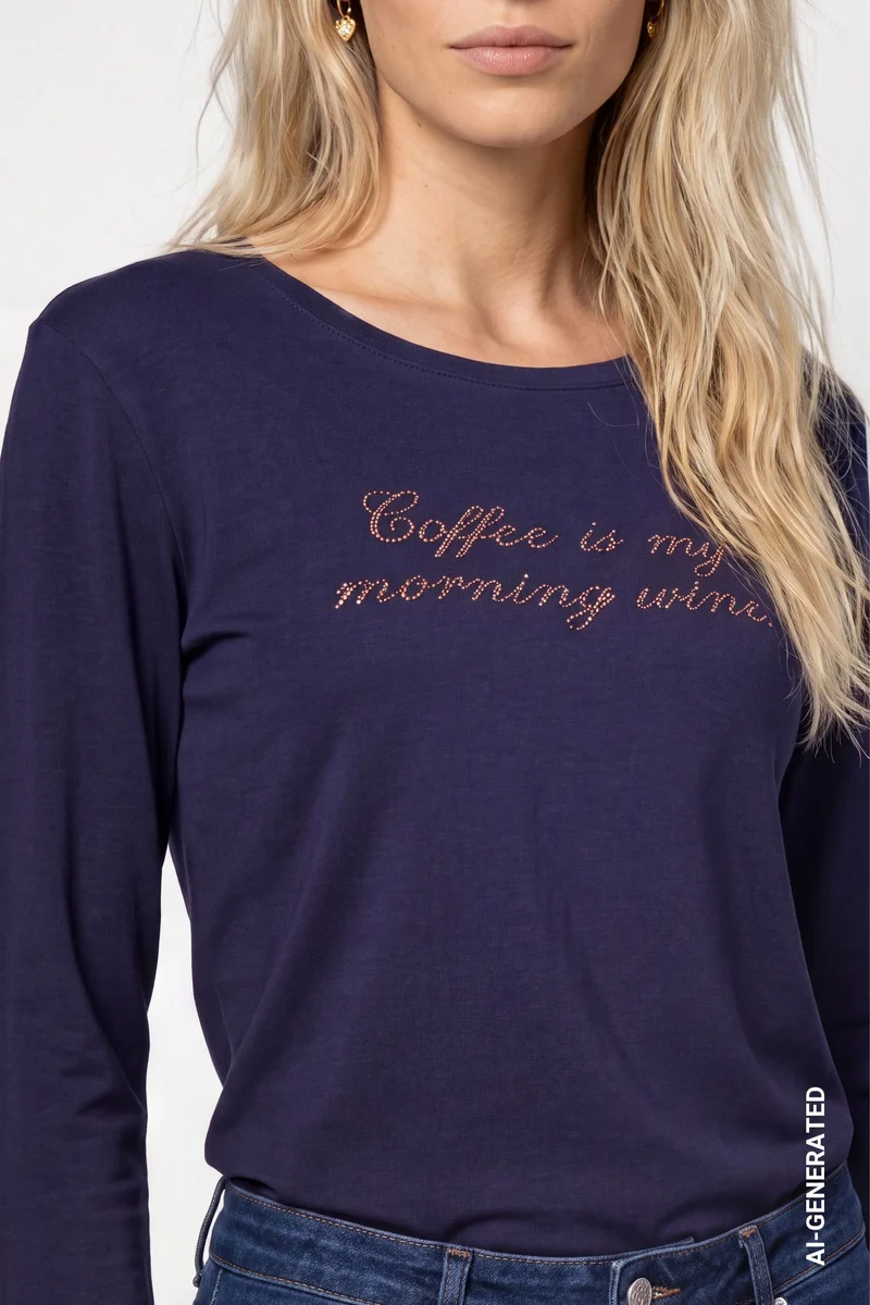 Langarmshirt mit Strassschriftzug
