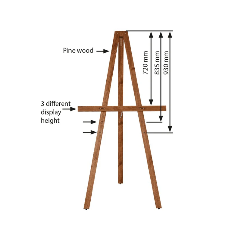 Kiefernholz Staffelei, Dunkel, 160cm