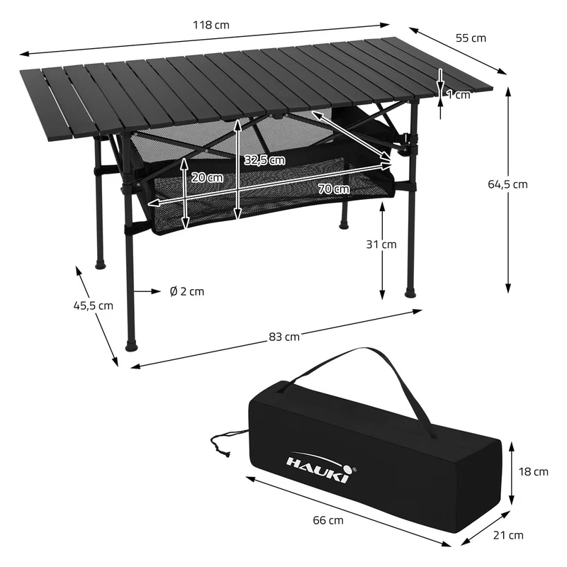 Hauki | Campingmöbel Set 3tlg, aus Aluminium, Campingtisch faltbar mit 2 Campingstühlen