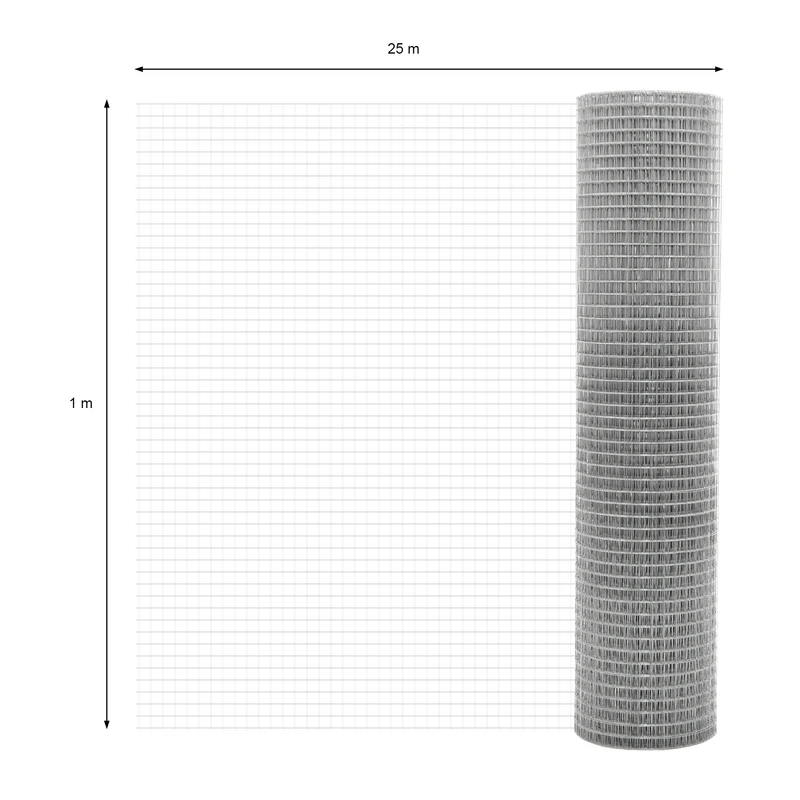 Volierendraht Silber aus verzinktem Stahl 1x25m Drahtstärke 0,75mm Maschenweite 19x19mm