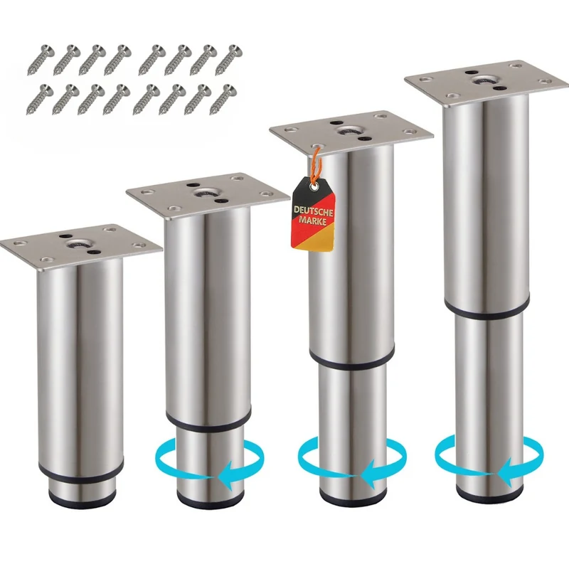 Möbelfüße höhenverstellbar Metall Edelstahl Optik Ø38mm Sofafüße