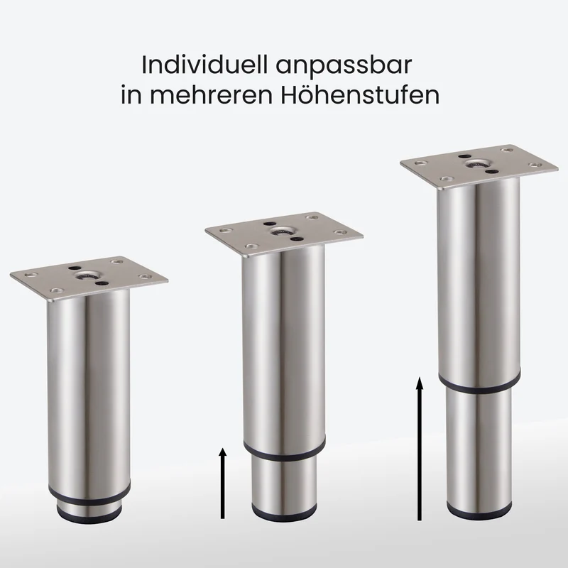 Möbelfüße höhenverstellbar Metall Edelstahl Optik Ø38mm Sofafüße