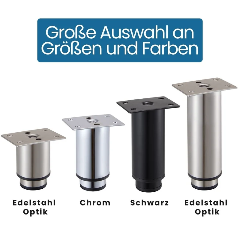 Möbelfüße höhenverstellbar Metall Edelstahl Optik Ø38mm Sofafüße