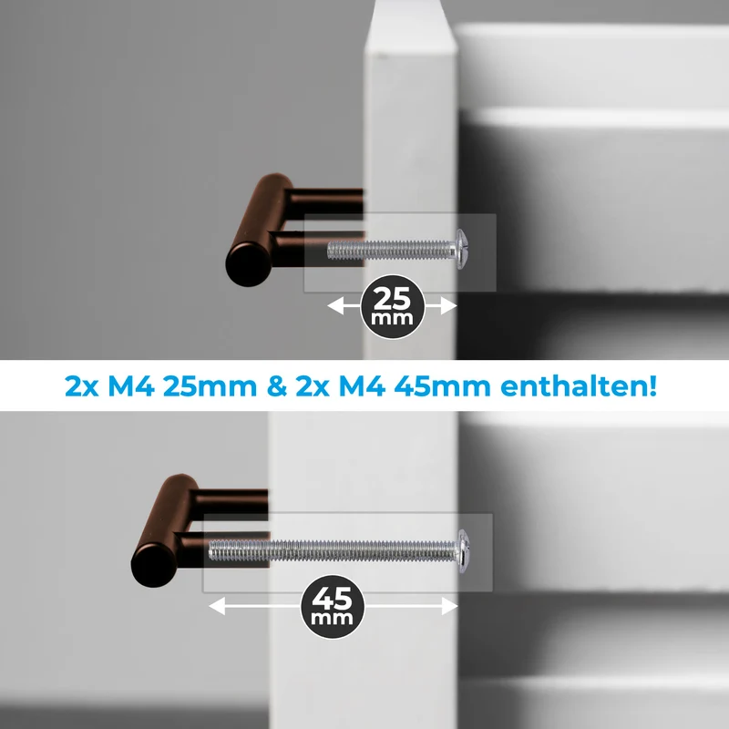 Möbelgriff Edelstahl Braun Stangengriff 10mm & 12mm Durchmesser