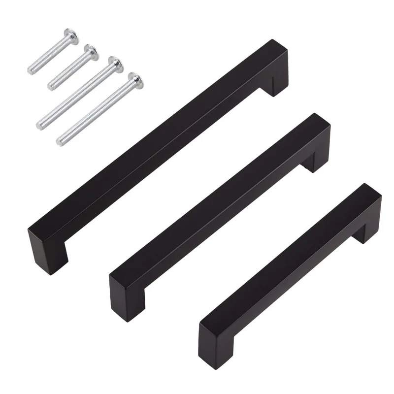 Möbelgriff aus Edelstahl Schwarz matt quadratisch 15x15mm Profil