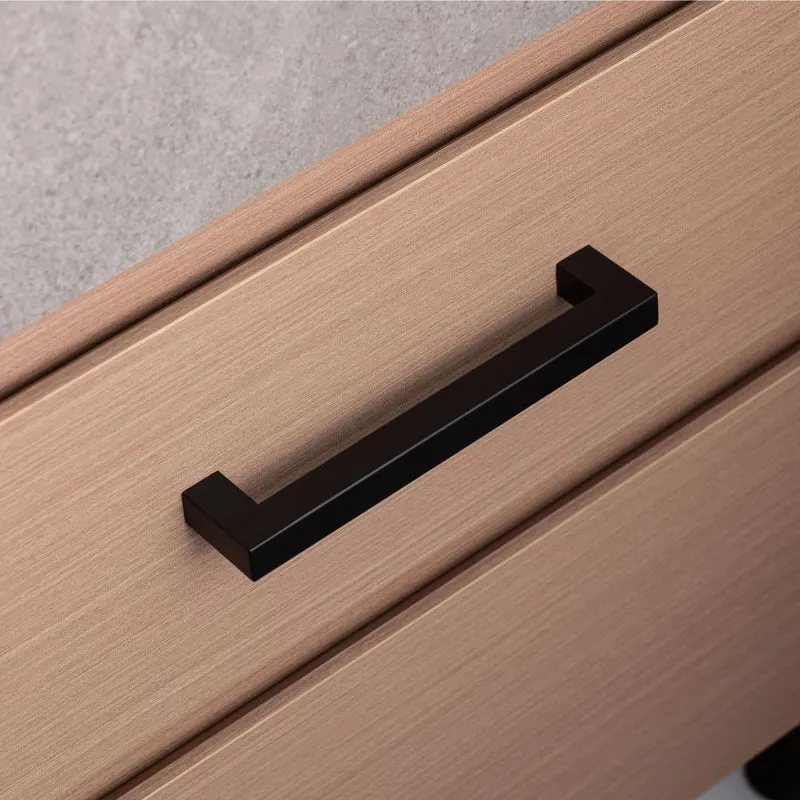 Möbelgriff aus Edelstahl Schwarz matt quadratisch 15x15mm Profil