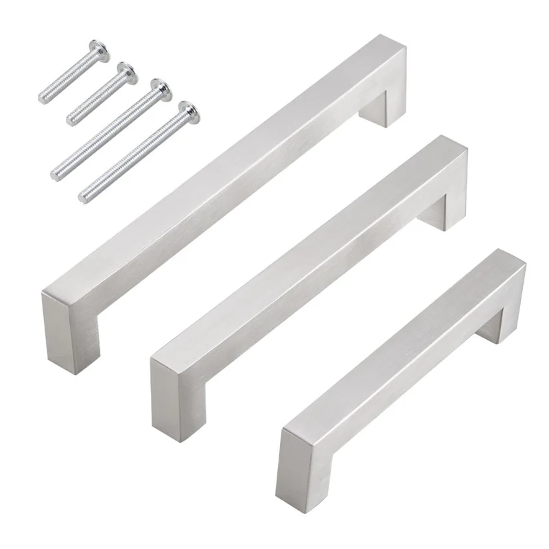 Möbelgriffe quadratisch Edelstahl gebürstet mit Profil 15x15mm