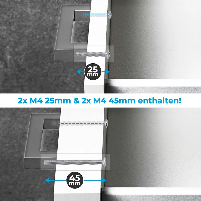 Möbelgriffe quadratisch Edelstahl gebürstet mit Profil 15x15mm