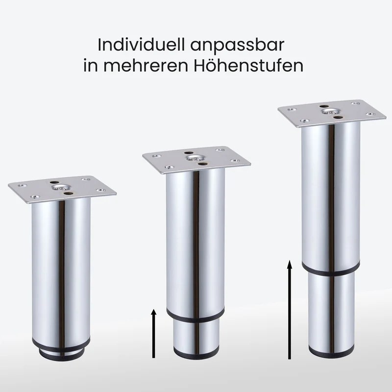 Möbelfüße Chrom glänzend aus Metall Ø38mm höhenverstellbar Regalfüße