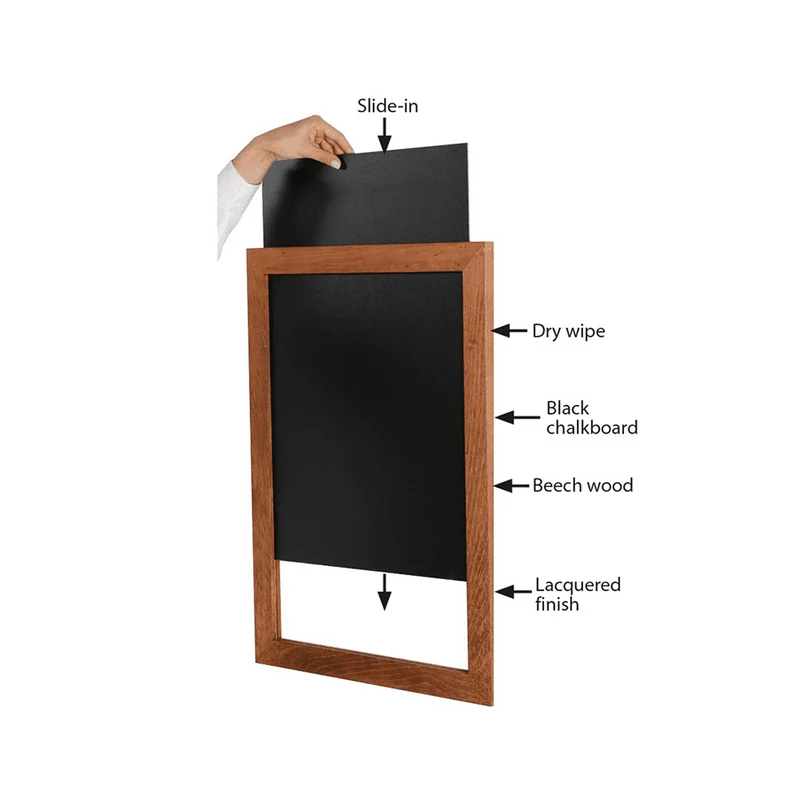 Wandkreidetafel mit Holzrahmen aus Buchenholz, Magnetisch