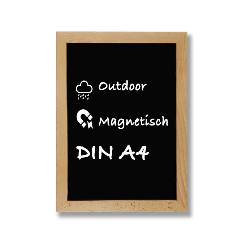 Wandkreidetafel mit Holzrahmen aus Buchenholz, Magnetisch