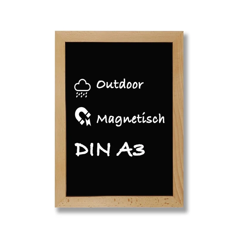 Wandkreidetafel mit Holzrahmen aus Buchenholz, Magnetisch