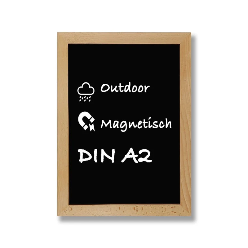 Wandkreidetafel mit Holzrahmen aus Buchenholz, Magnetisch