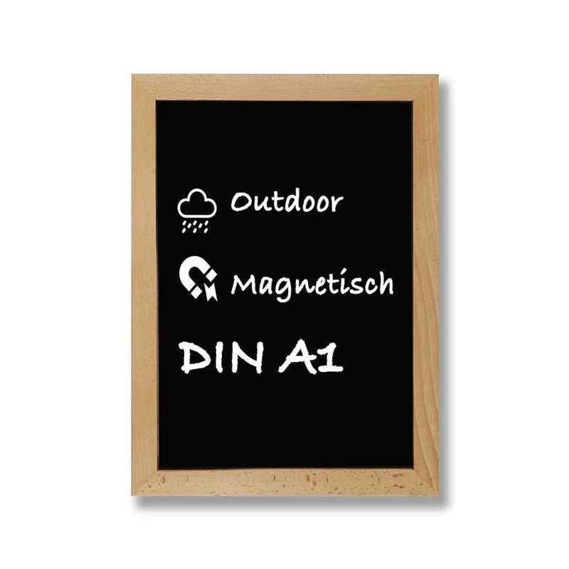 Wandkreidetafel mit Holzrahmen aus Buchenholz, Magnetisch