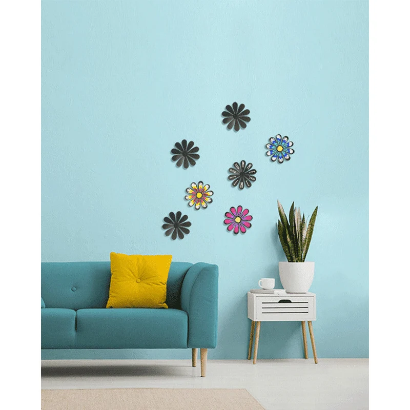 Securit® 3D Wandkreidetafel Silhouette Blume, 7er-Set, 15x15cm