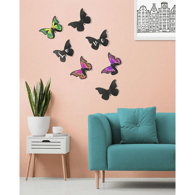 Securit® 3D Wandkreidetafel Silhouette Schmetterling, 7er-Set, 22x15cm