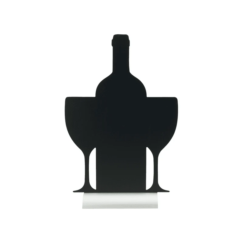 Securit®, Tischkreidetafel Aufsteller mit Aluminiumfuss, "Wein mit Gläser" Form-Silhouette, 23x35cm